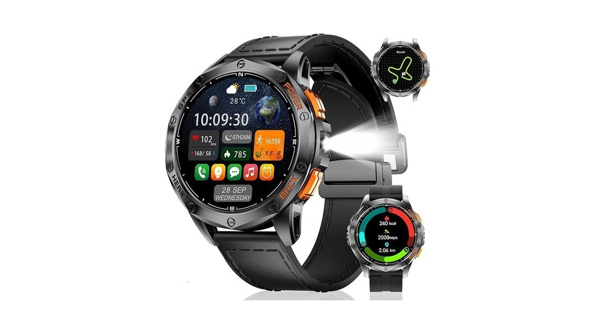 Lige Gps Smart Watches For Men, Bluetooth Call, Led Flashlight,