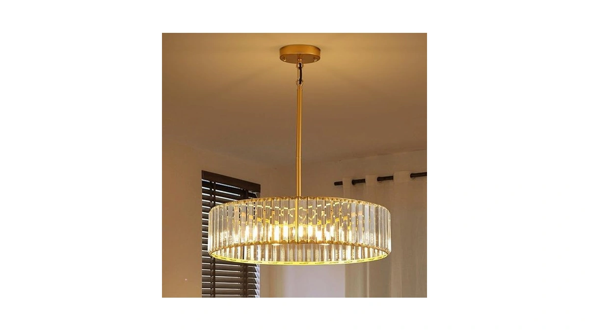 Gqwemztb Modern Crystal Gold Chandelier For Dining Room,19.7 Inch Semi