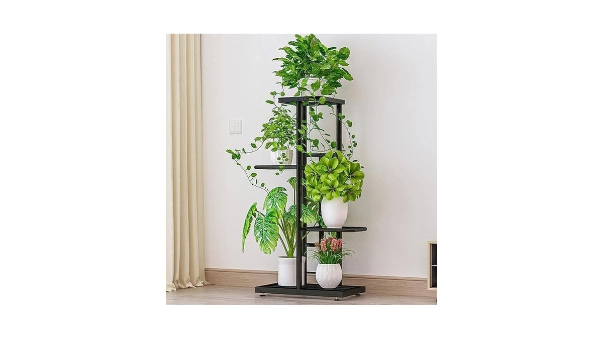 Curtainboro 4 Tier Plant Stand, Heavy Duty Metal Rack, Metal