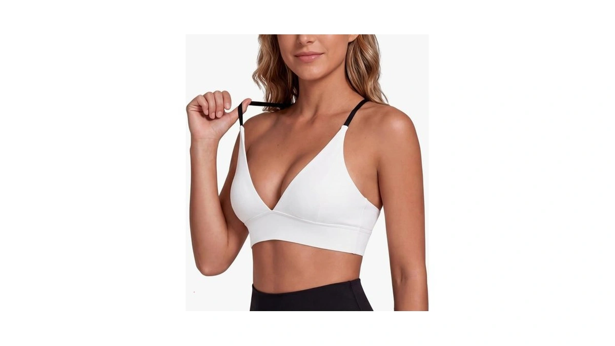 Sunzel Women's Deep V Neck Cross Back Adjustable Contrast Straps