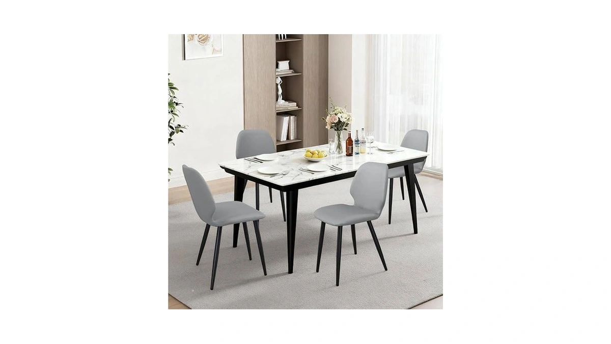 Aimerive Leather Dining Chairs Set Of 4, Mid Century Modern
