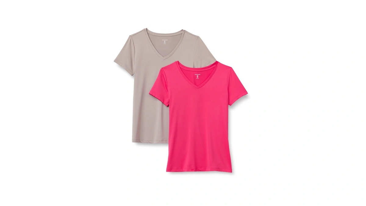 Amazon Essentials Women's Active Quick Dry Tech Stretch Short-sleeve V-neck