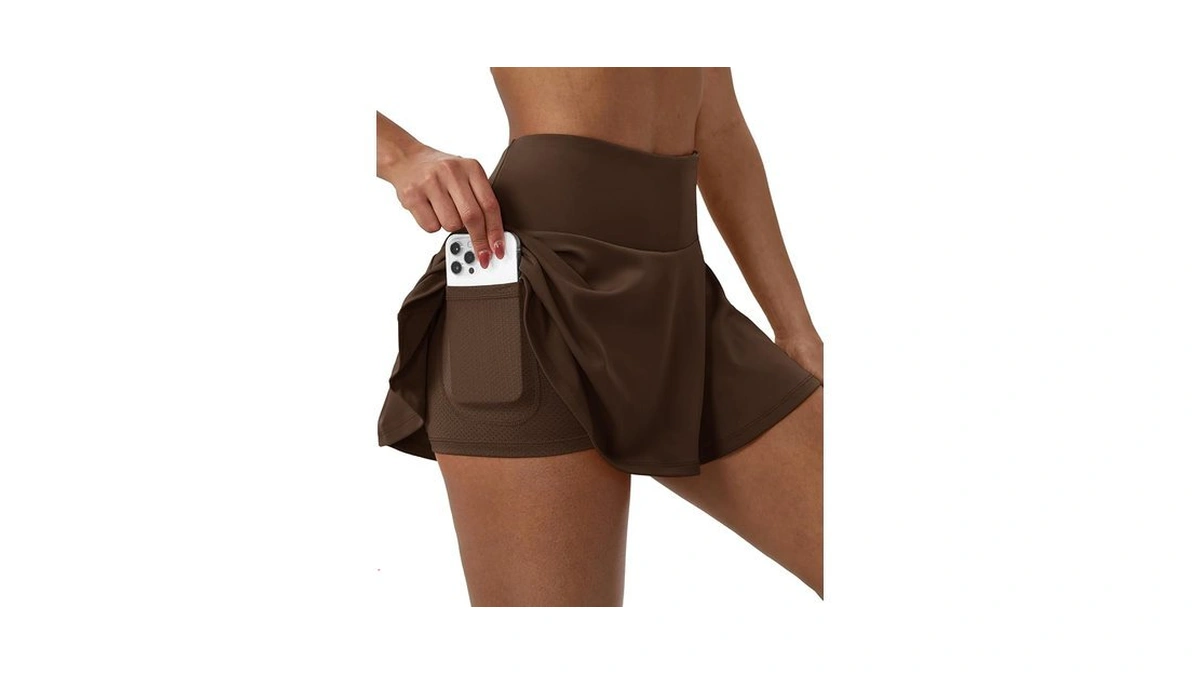 Spvise Brown Tennis Skirt Golf Skorts For Women With Pockets