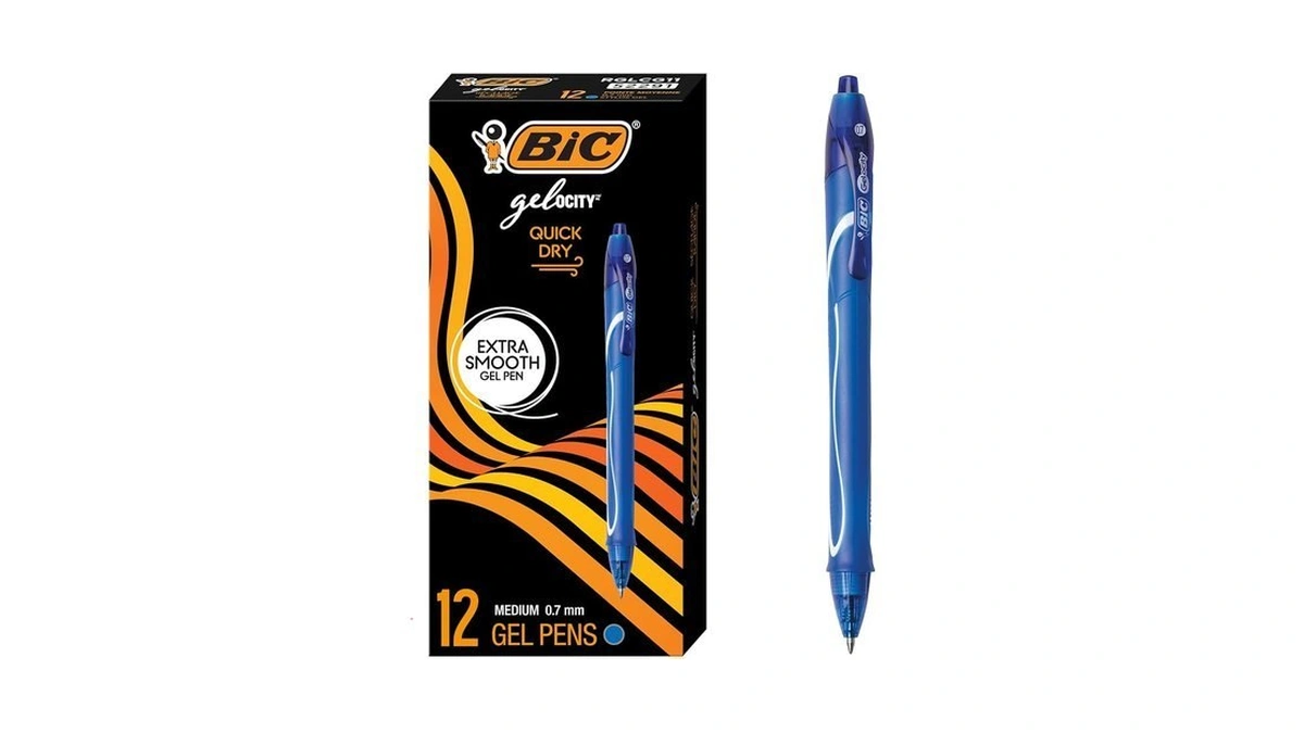 Bic Gelocity Quick Dry Blue Gel Pens, Medium Point (0.7