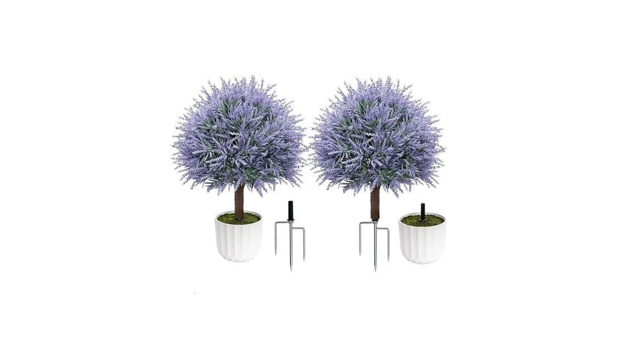 Lucealberi 25.6" Artificial Lavender Topiary Ball With Pots, Rust-proof Coated