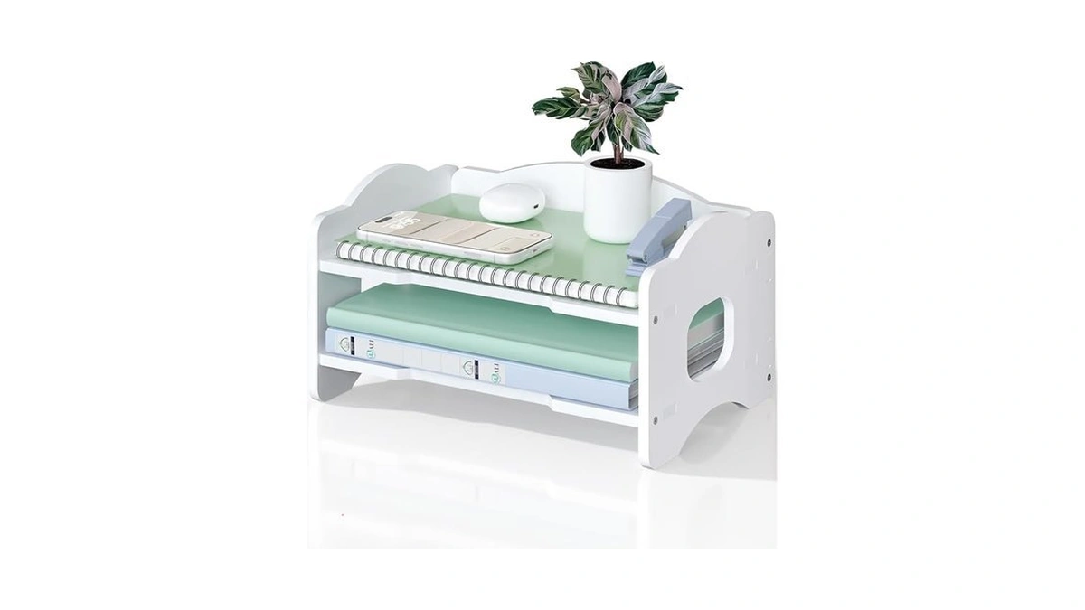 Wali Desk File Organizer, 2 Tier Stackable Desktop Paper Letter
