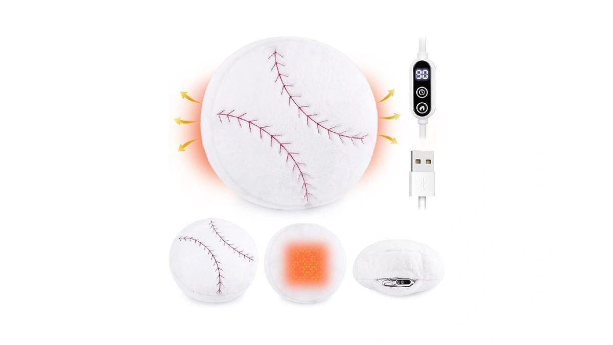 Sprinqdawin Baseball Plush Heating Pad, 14 Inch Usb Electric Warm