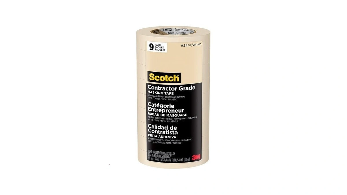 Scotch Contractor Grade Masking Tape, 0.94 Inches By 60.1 Yards