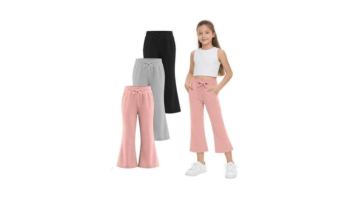 Lessonzoo 3 Pack Girls Flare Leggings Capri Flare Pants Teen