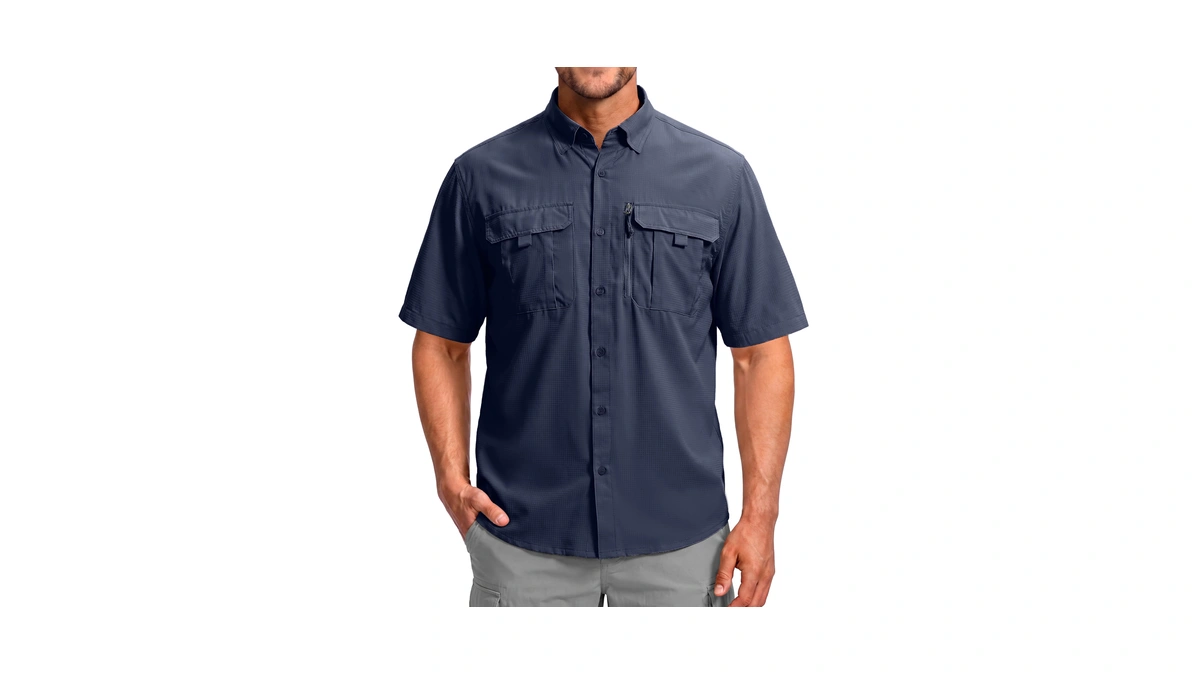 Betbo Men's Short Sleeves Fishing Shirts Button Down Summer Travel