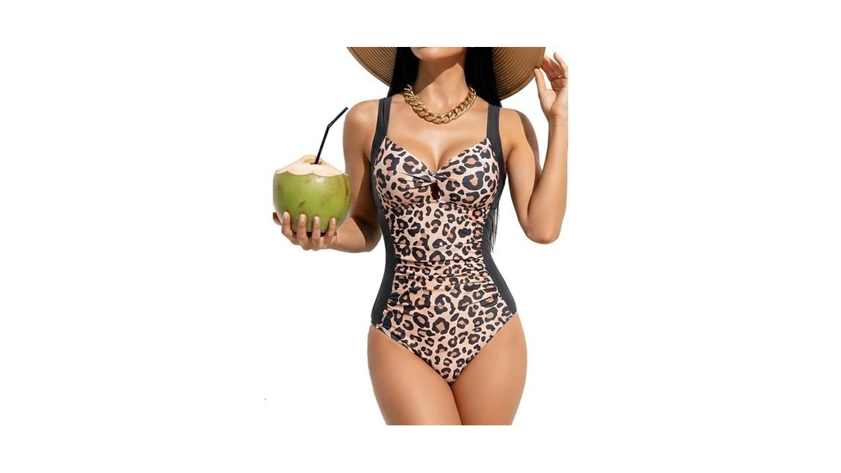 Aidonger One Piece Swimsuits For Women Tummy Control Ruched Twist
