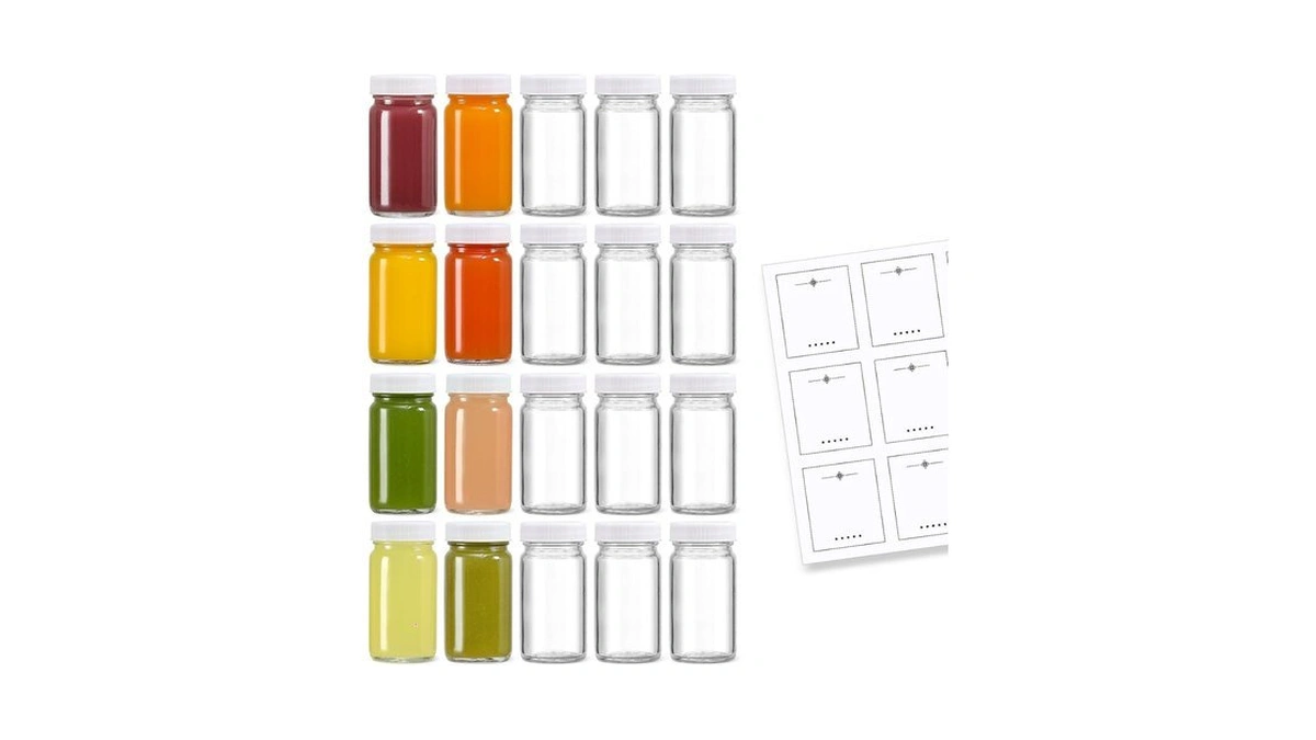 20 Pack 2 Oz Glass Shot Bottles W/ White Lids