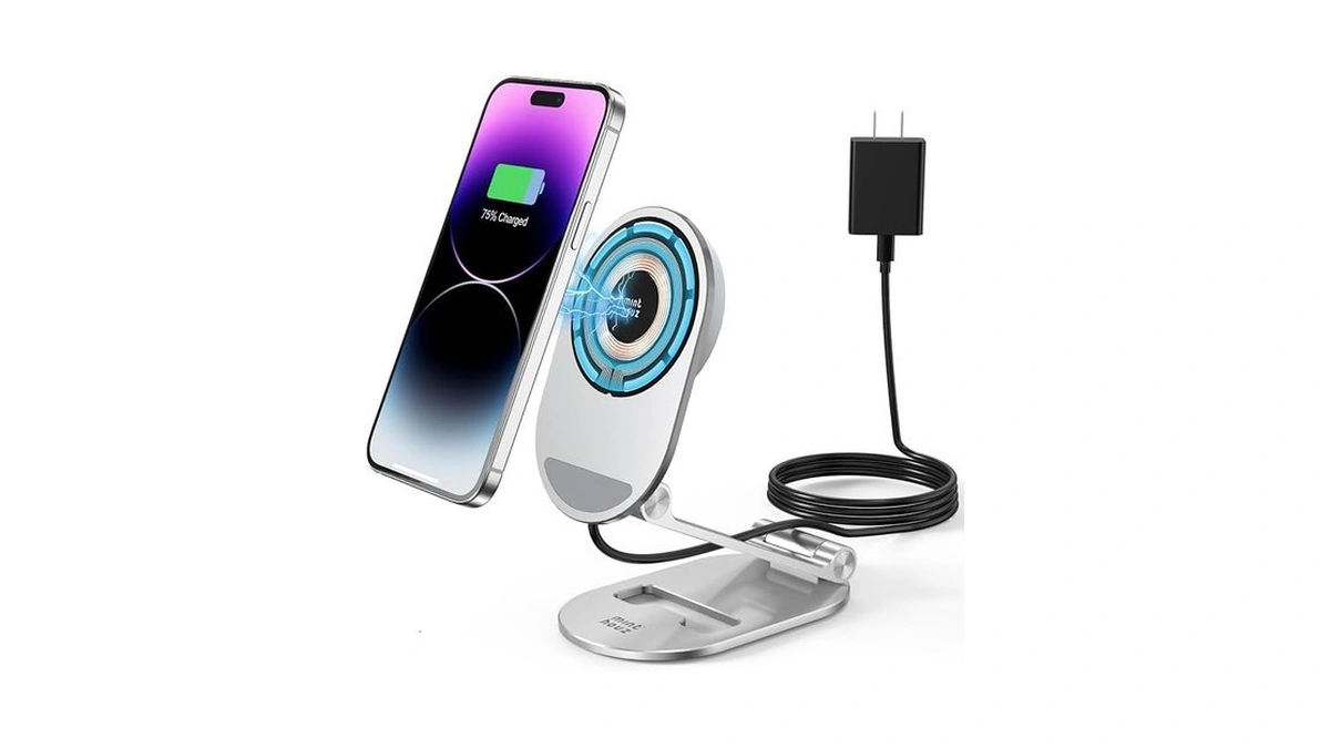 Magnetic Wireless Charger, Minthouz Foldable Mag Safe Charging Stand, Adjustable