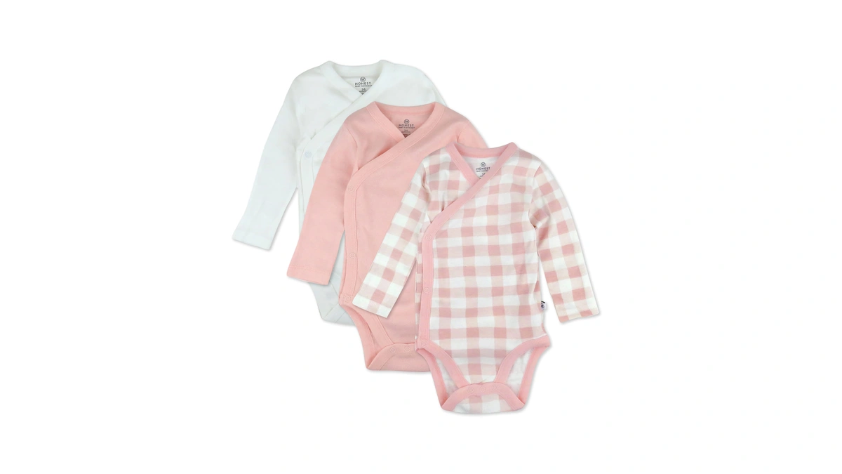 Honestbaby Organic Cotton 3-pack Long Sleeve Side-snap Kimono Bodysuits Bodysuit,