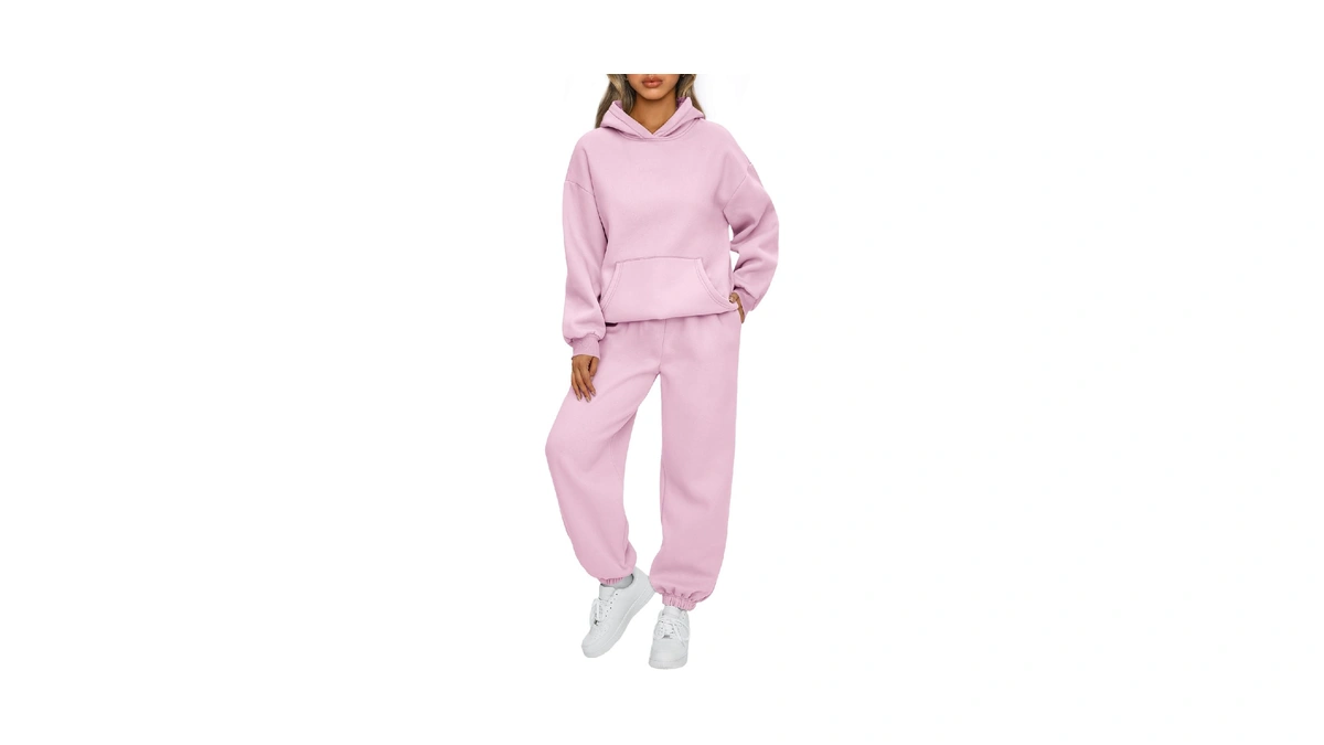 Automet Womens 2 Piece Lounge Sweatsuit Matching Sweat Sets Palepink