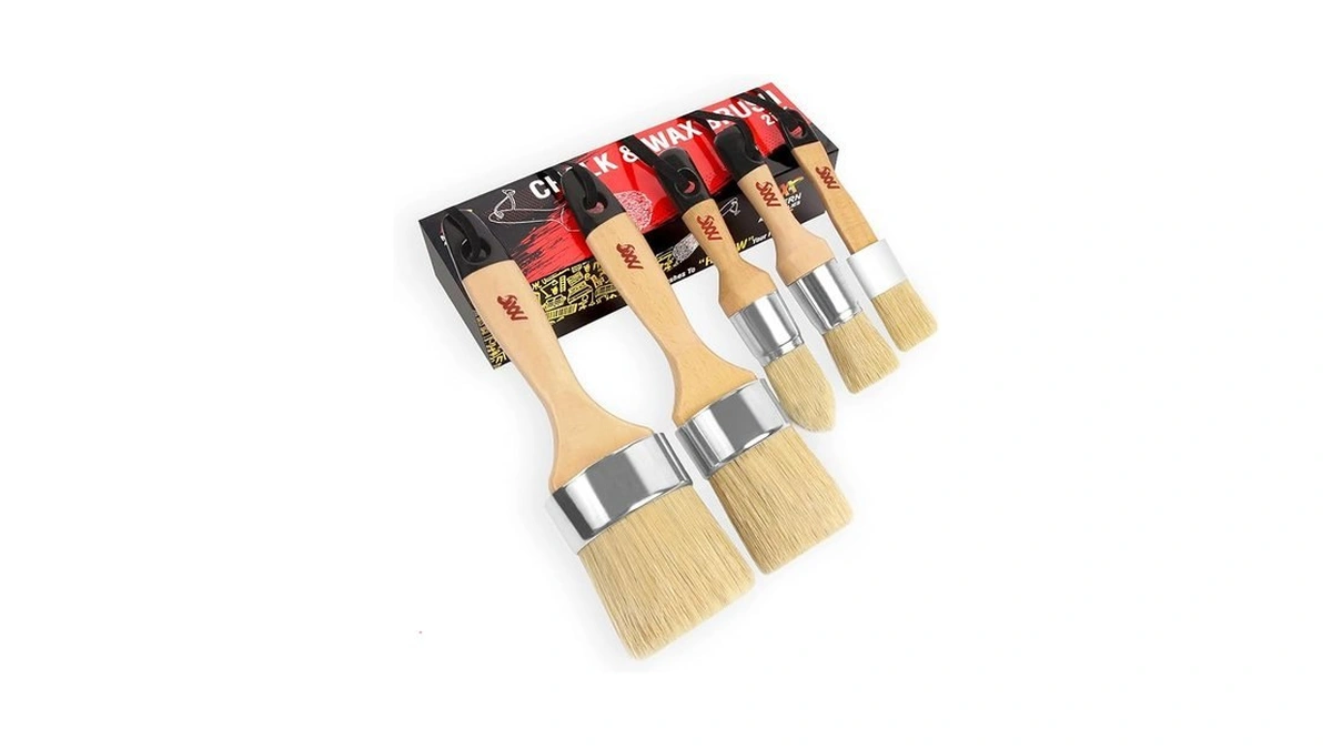 Modern Art Supplies Chalk Paint Brush Set, 5 Pc Natural