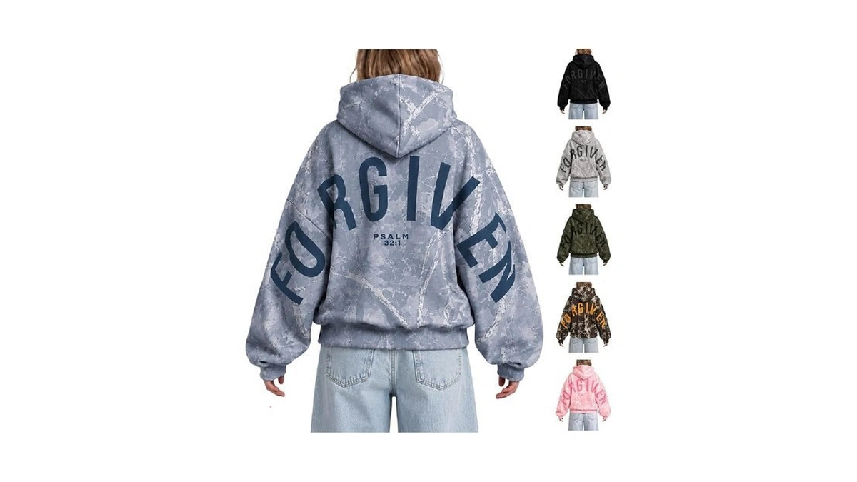 Rianclud Christian Hoodies For Women Oversized Camo Forgiven Sweatshirt Hooded