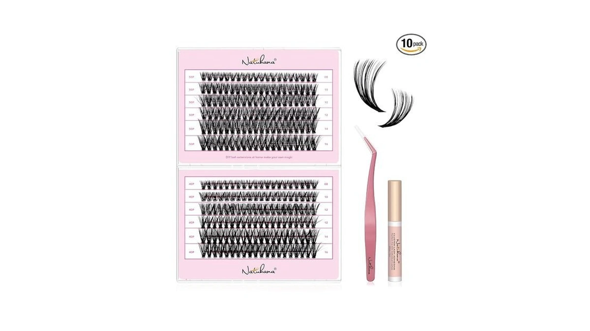 Natuhana Lash Clusters Kit 240pcs Wispy Eyelash Extensions C Curl
