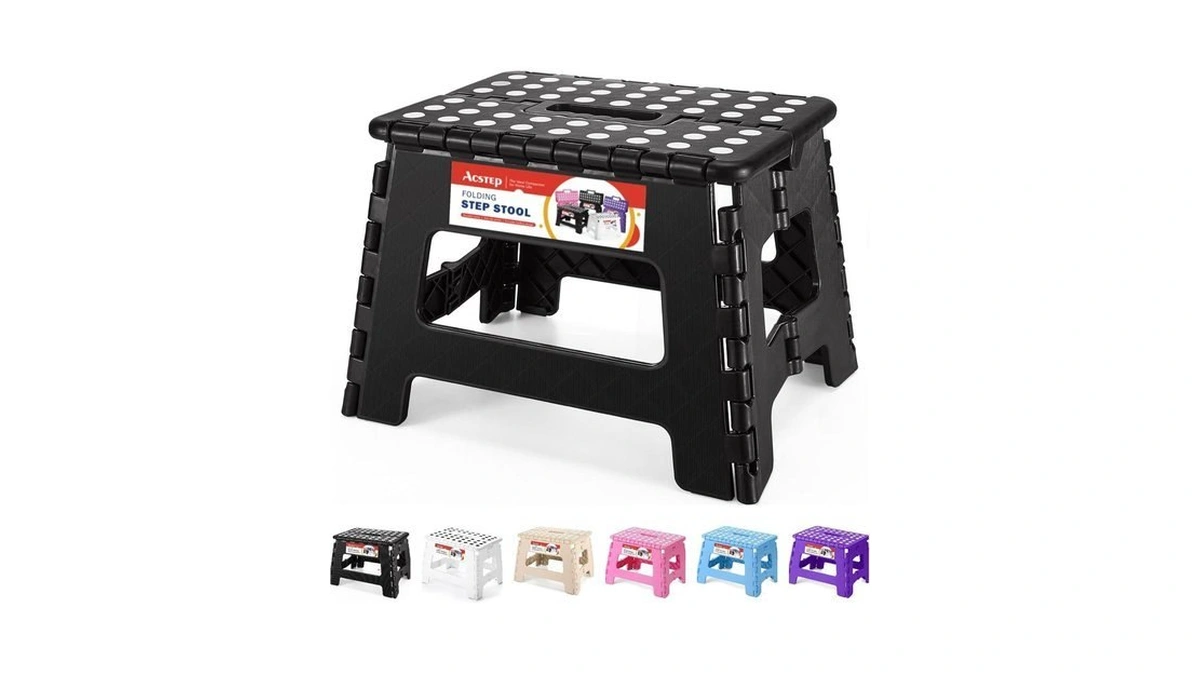 Acstep Folding Step Stool 9 Inch, Sturdy Collapsible Kitchen Step