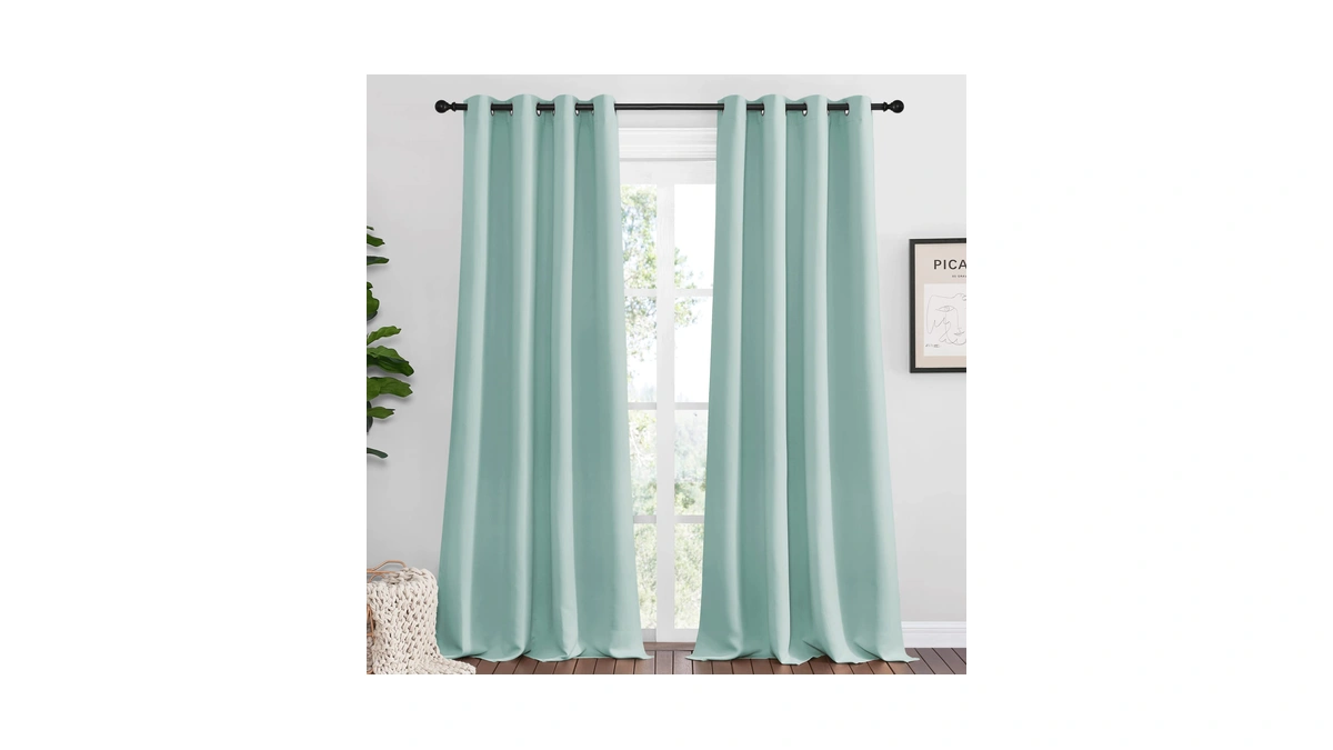 Nicetown Aqua Blue Blackout Curtains - 120" Long For Office,