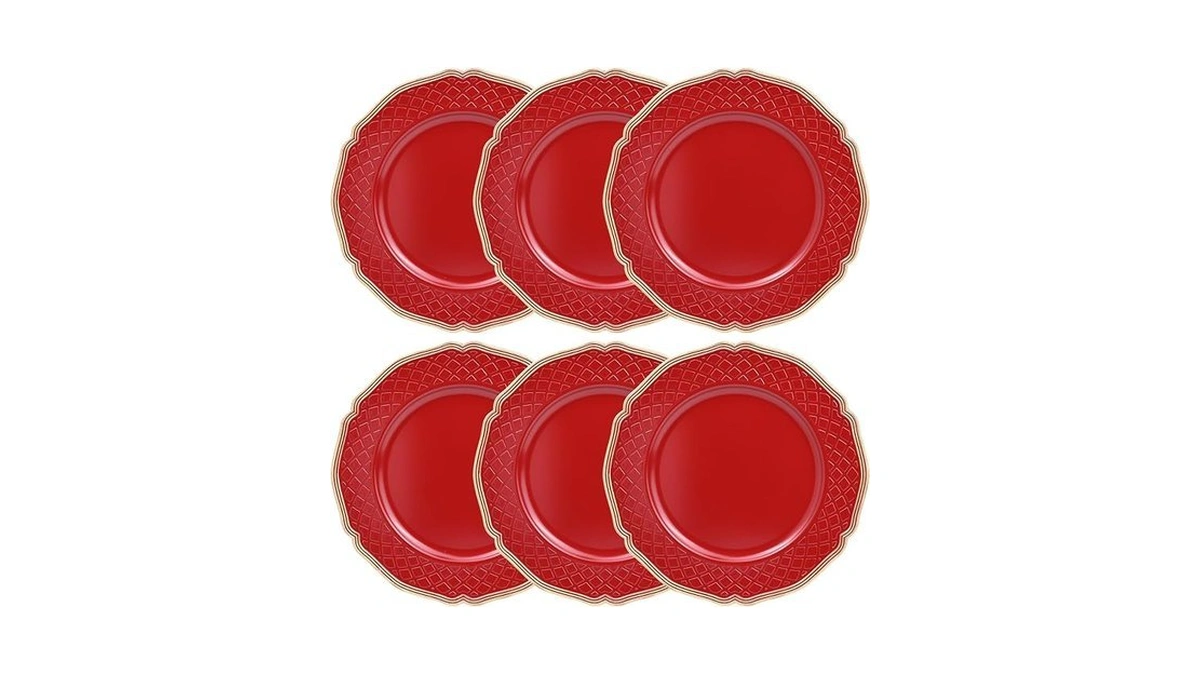 Sforguva Red Scallop Charger Plates, Set Of 6 Plastic Wedding