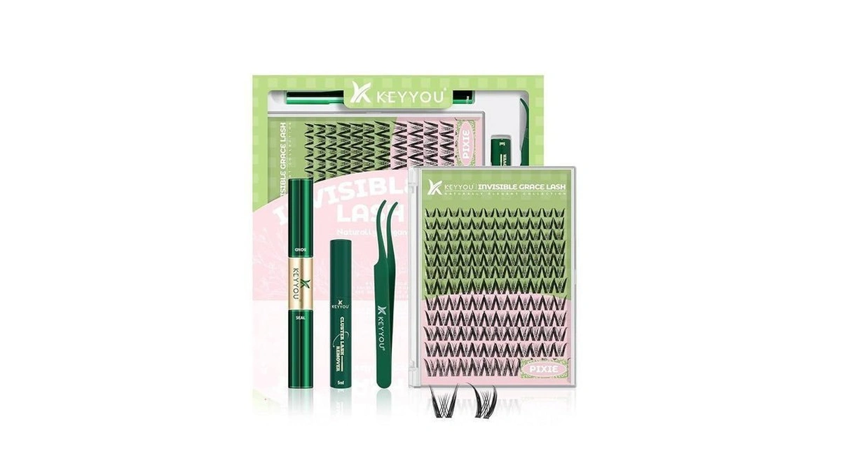 Keyyou Pixie Lash Clusters Kit, Invisible Band With Waterproof At