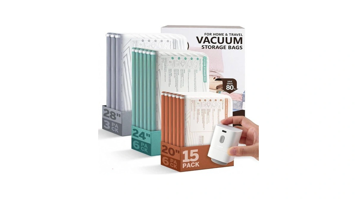 Zuomaguo 15 Pack Vacuum Bags For Travel With Pump, Cordless