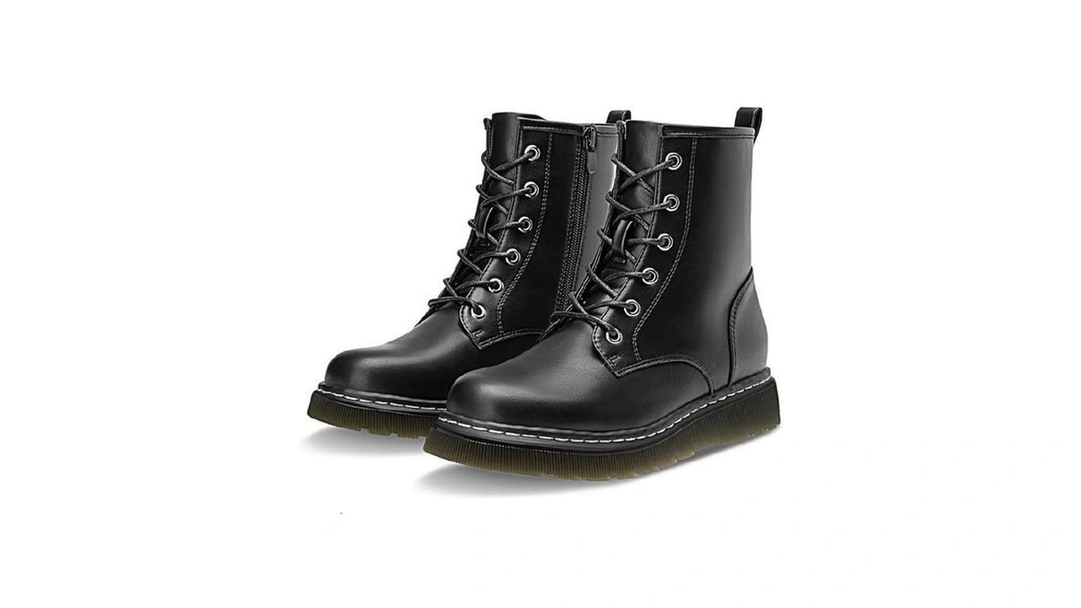 Athlefit Women's Lace-up Platform Combat Ankle Boots Black Size 7.5
