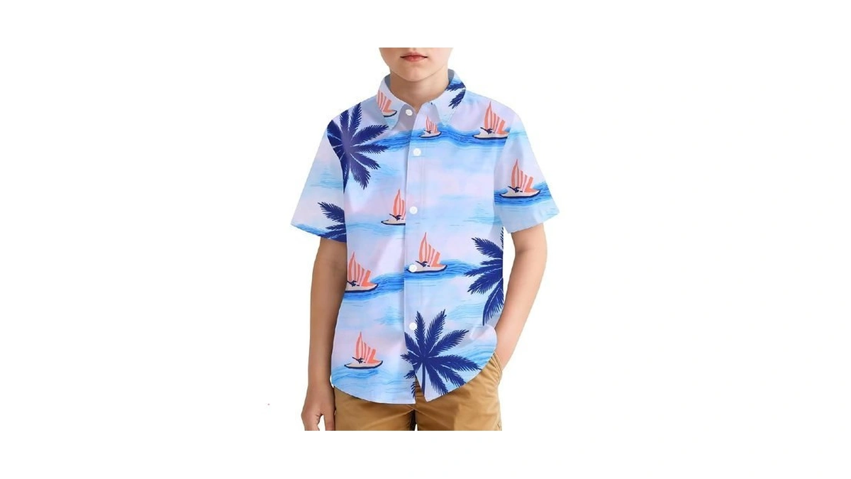 Boys Hawaiian Shirt Short Sleeve Button Down Casual Floral Tropical