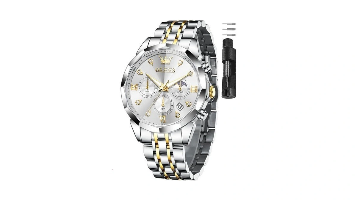 Olevs Two Tone Watches For Men Gold And Silver Stainless
