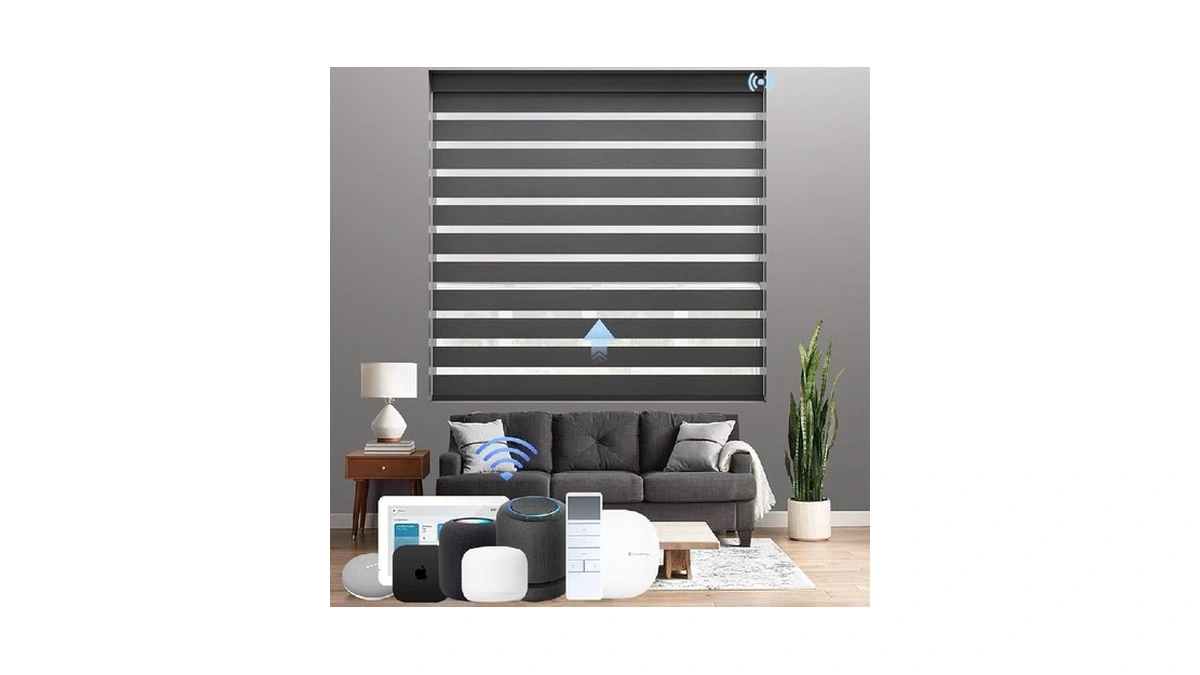 Uilvffo Motorized Zebra Blinds With Remote, Smart Dual Layer Shades