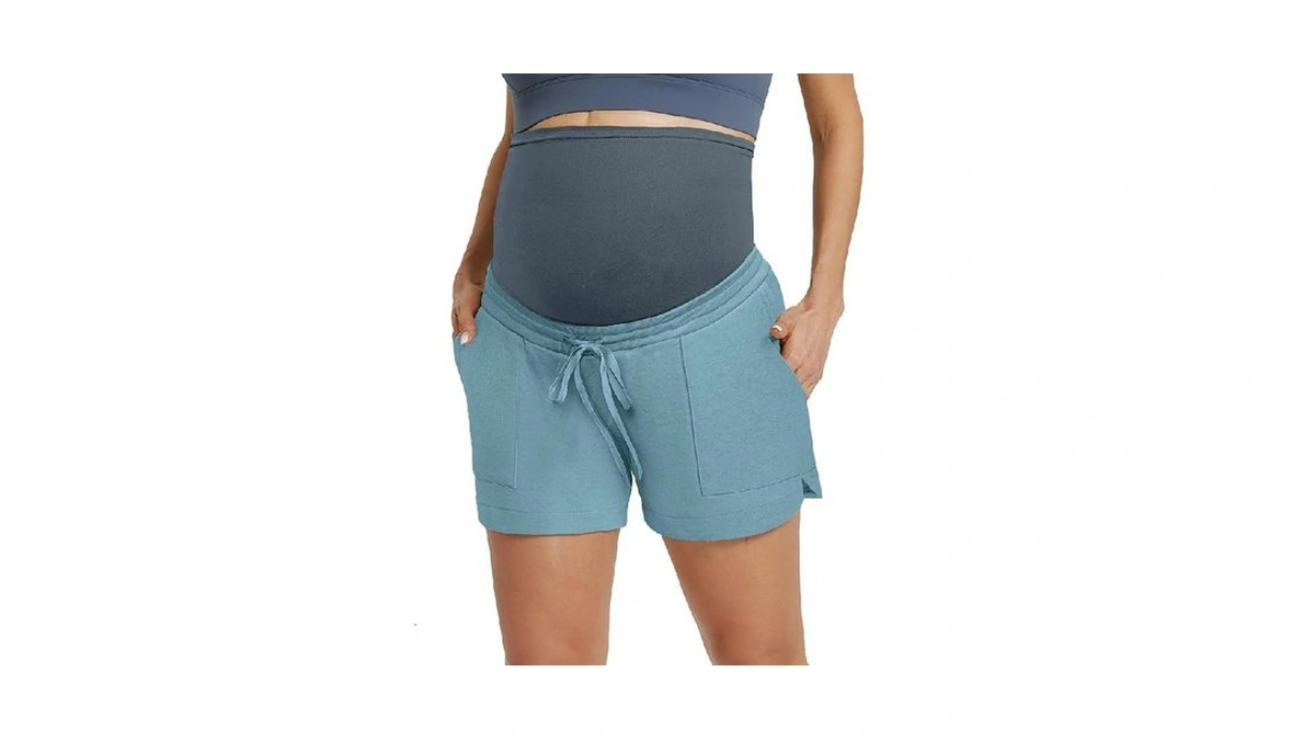 Maacie Pregnancy Casual Drawstring Waist Sweat Shorts Maternity Running Jogging