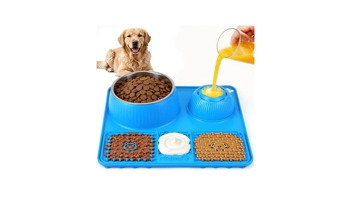 Kkluno Slow Feeder Dog Bowls With Rolling Ball And Lick