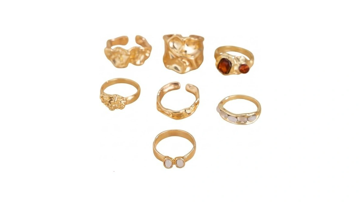 Rinhoo Gold Chunky Rings Set For Women Braided Twisted Round