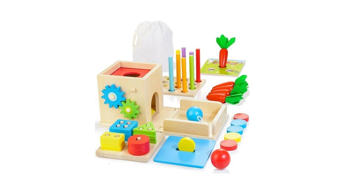 Wooden Montessori Toys For 1+ Year Old, 8-in-1 Toddler Learning