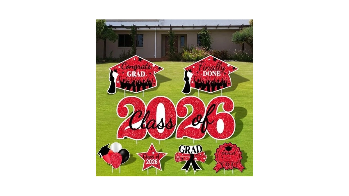 2026 Graduation Yard Sign Stakes Class Of 2026 Decorations Red