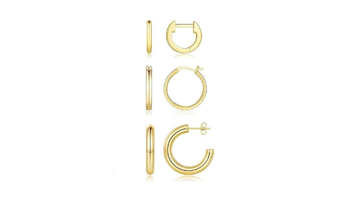 Gold Hoop Earrings For Women, 14k Gold Plated Hoop Earrings