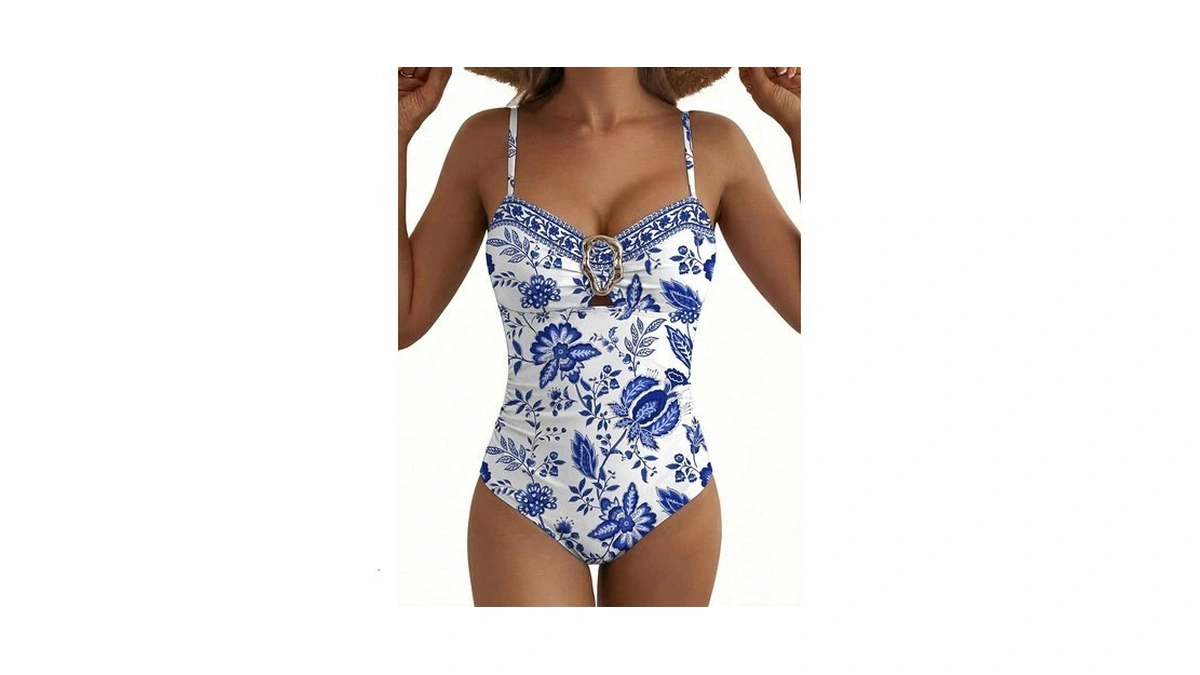 Aleumdr Womens Color Block Vintage One Piece Bathing Suits Tummy