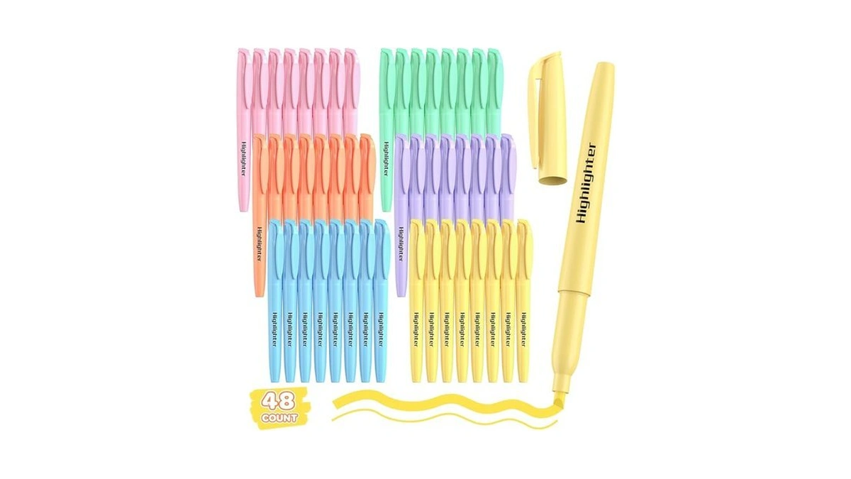 Qicewinly 48 Count Pastel Highlighters Bulk - 6 Assorted Soft