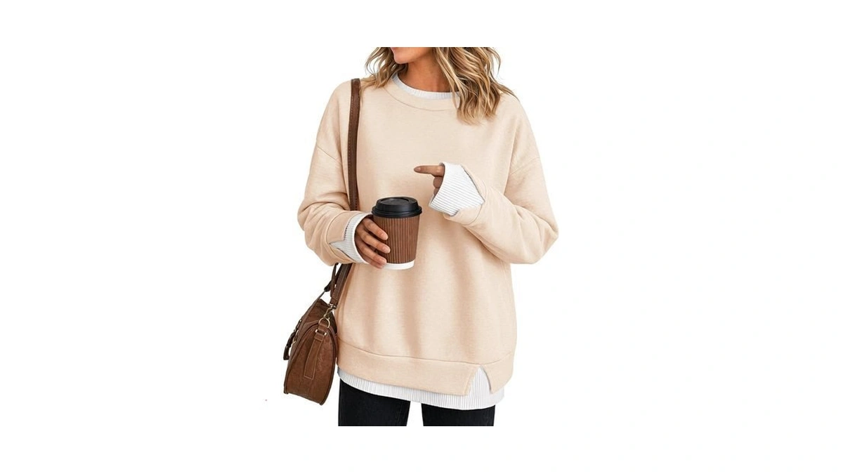 Fisoew Women Oversized Sweatshirts Crewneck Pullover Long Sleeve Fall Tops
