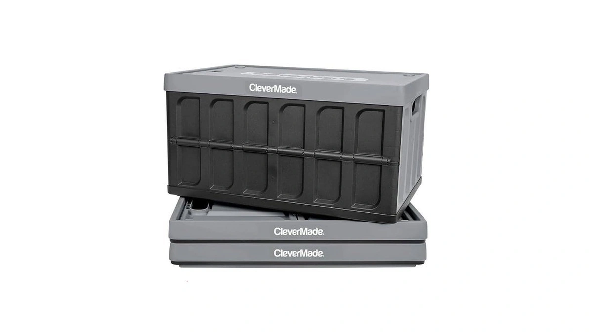 Clevermade Collapsible Storage Bins With Lids, 62l, 3 Pack, Stone