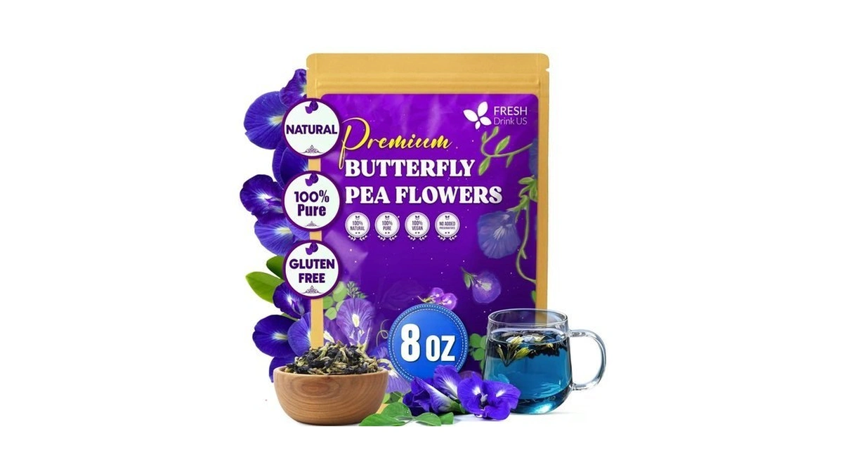 Freshdrinkus, Premium 8oz Butterfly Pea Flowers, 100% Natural & Pure