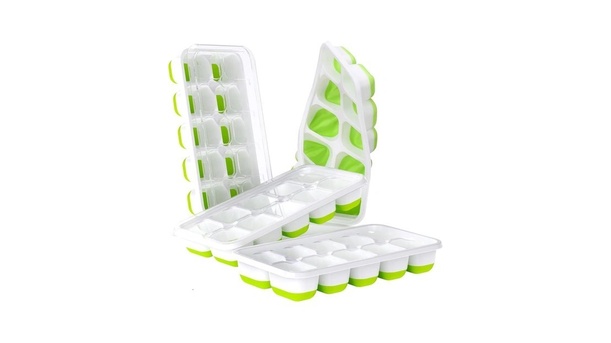 Doqaus Ice Cube Tray With Lids, 4 Pack Silicone Ice
