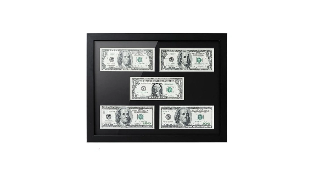 Wlfujin Five-compartment Us Dollar Bill Display Frame, Solid Wood Banknote