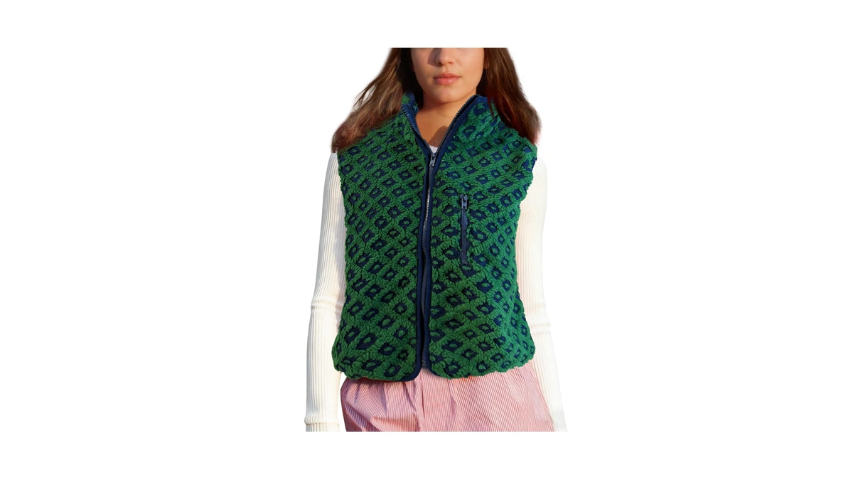 Seeluna Womens Checkered Sherpa Vest Sleeveless Winter Fleece Jacket High