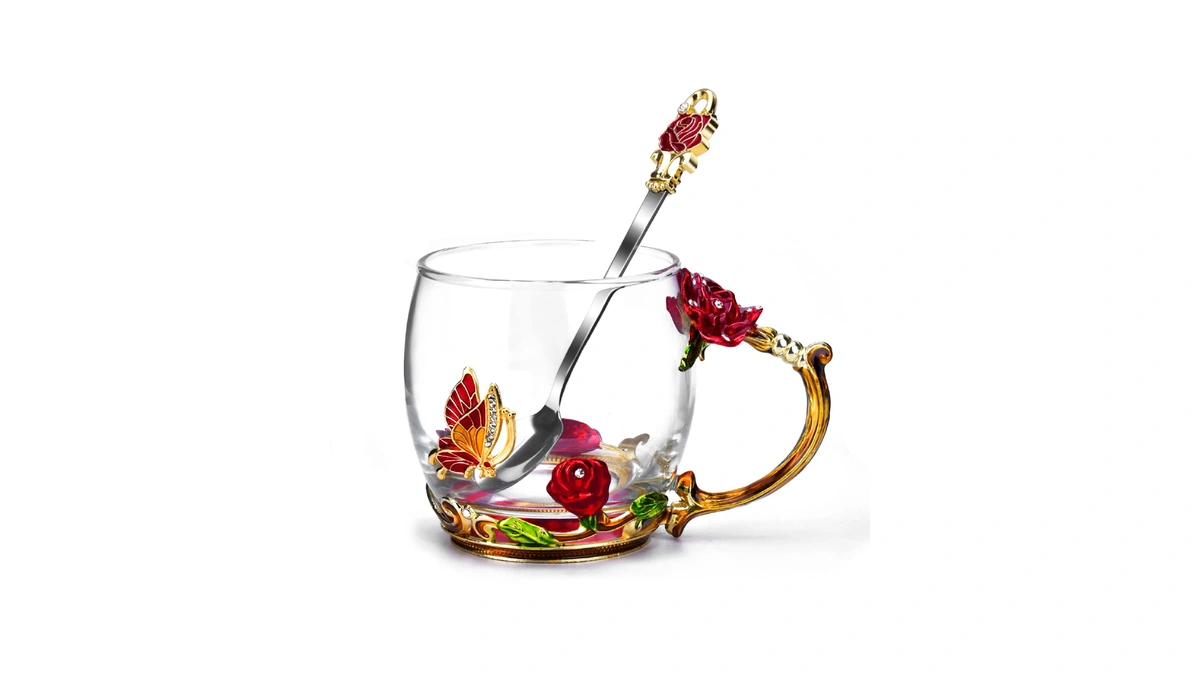 Tea Cup Glass Coffee Enamels Mug Gifts For Mom Women