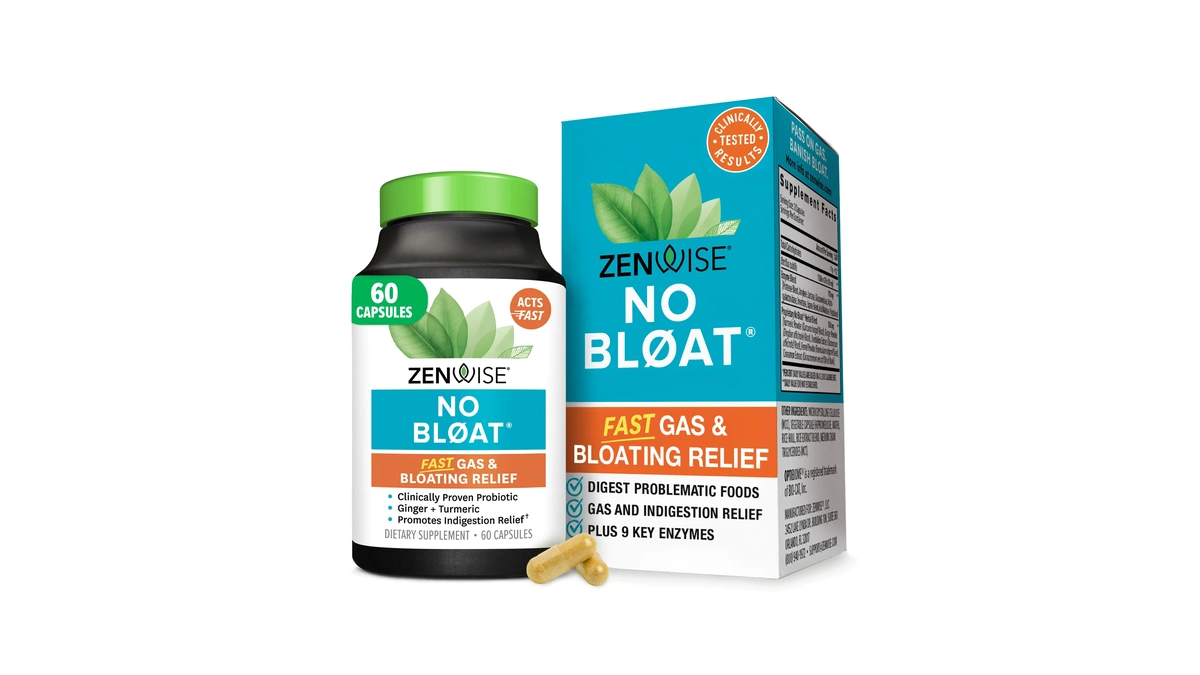 Zenwise Health No Bloat Digestive Enzymes Probiotics Bloat Relief -