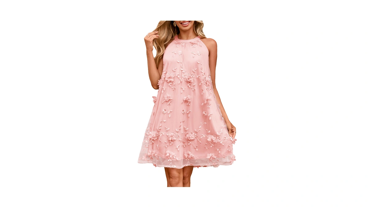 Simplee Women Halter Homecoming Dress 2026 Fall Flowy Swing Short