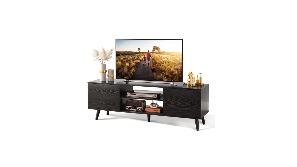 Wlive Mid-century Modern Tv Stand For 55/60 Inch Tv, Entertainment