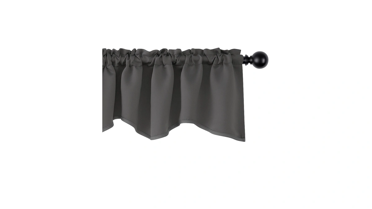 Deconovo Dark Grey Window Valance, Scalloped Room Darkening Rod Pocket